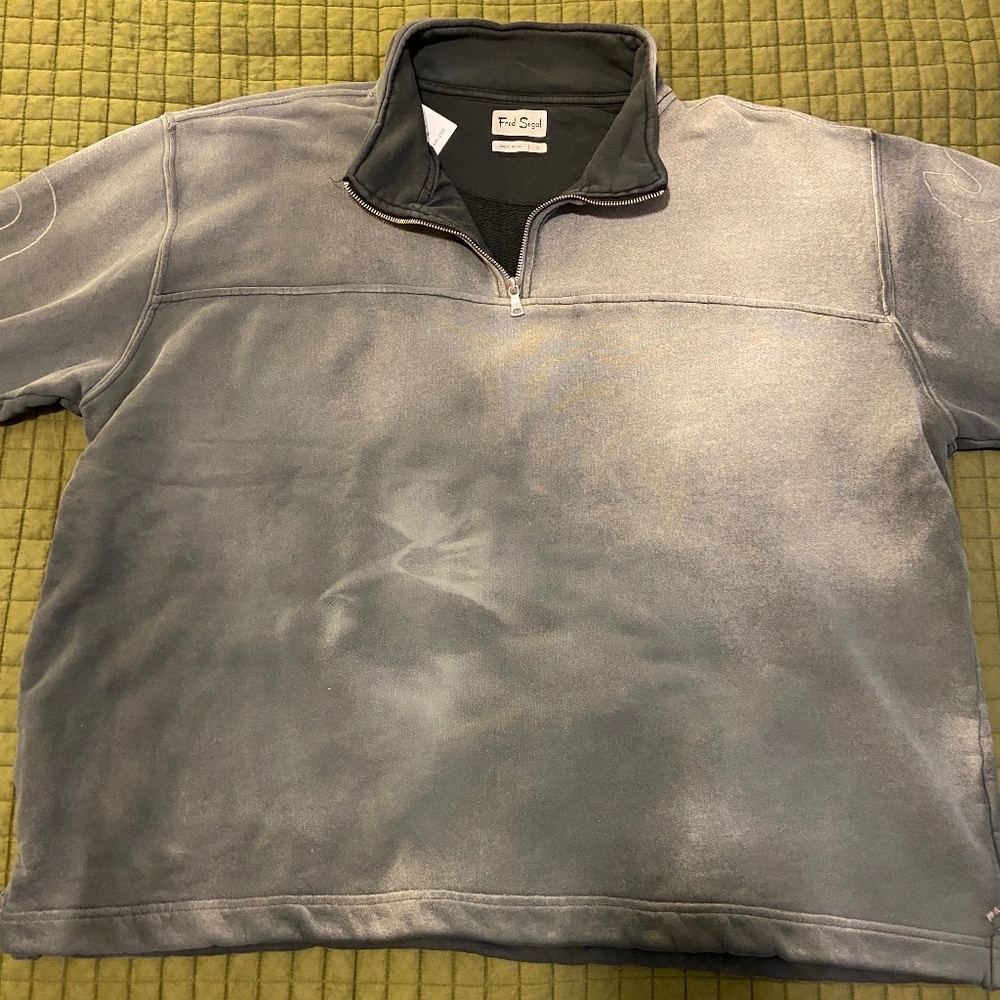 Fred Segal Mens Washed Grey Sweatshirt 1/4 Zip Up. Size XL.